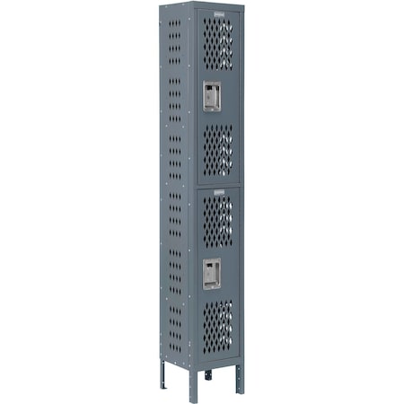 Global Industrial Ventilated Door Locker, 12 in W, 15 in D, 78 in H, Dark Gray 493747GY